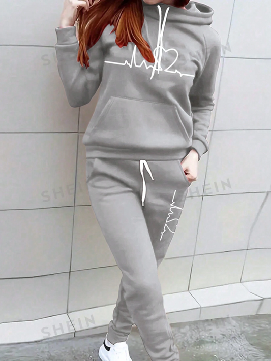 2pcs/Set Women Hoodie And Sweatpants Set