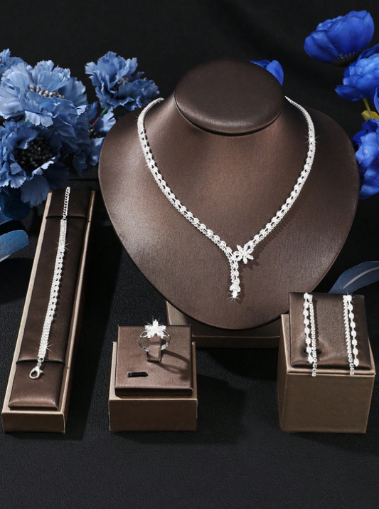 5pcs/Set Luxury Cubic Zirconia Bridal Jewelry Set