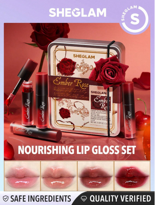 SHEGLAM Ember Rose Immortal Love Nourishing Lip Gloss Set 4 Pcs/Set