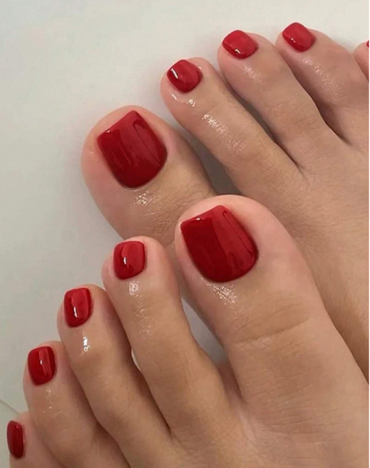 24 PCS - Red Toenails Fake Toe Nails Natural