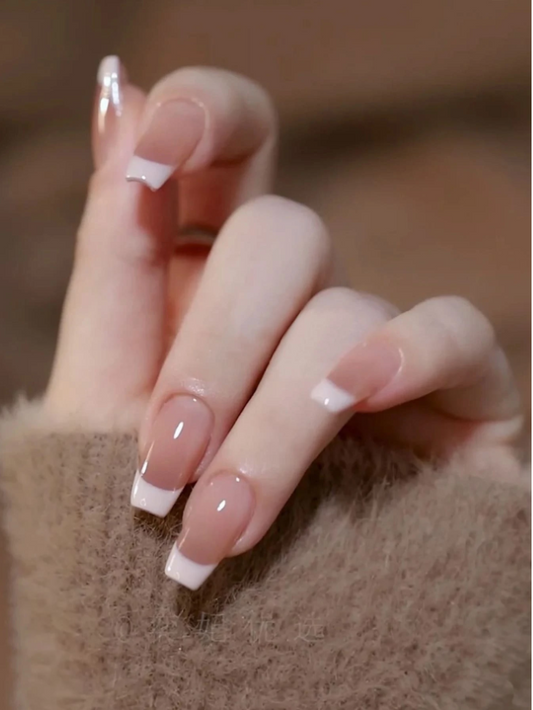 Nude French Glam Coffin Nail Set