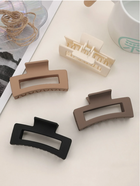 4pcs Solid Rectangle Hair Claw For Thick Hair
