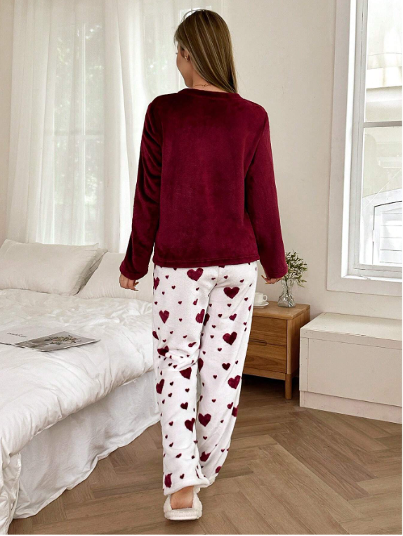 Dark red women winter pajama