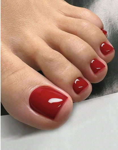 24 PCS - Red Toenails Fake Toe Nails Natural