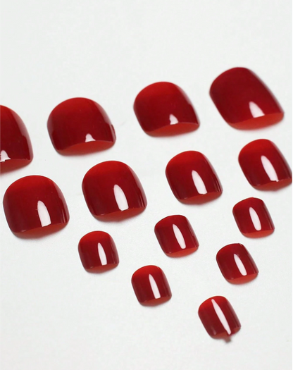 24 PCS - Red Toenails Fake Toe Nails Natural