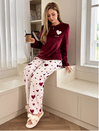 Dark red women winter pajama