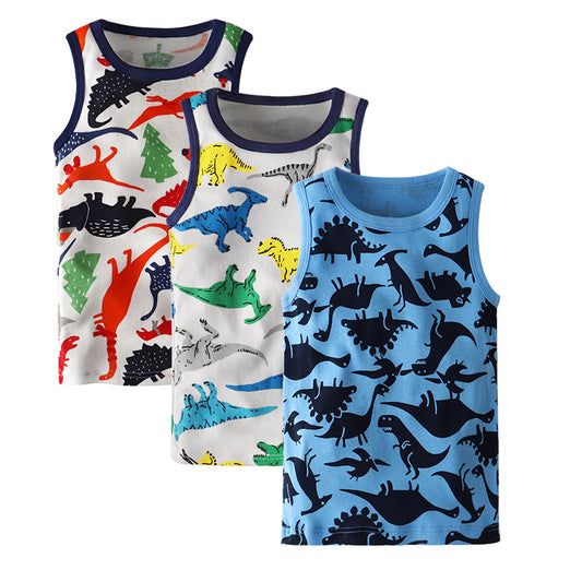 3-Pieces Dinosaur Vest Set for Summer
